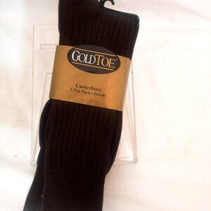 GoldToe Canterbury 3 Pr. Ribbed Dress Socks 10-13  794S Brown